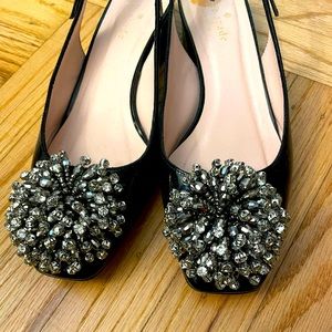 Kate spade low heeled designer sling backs.